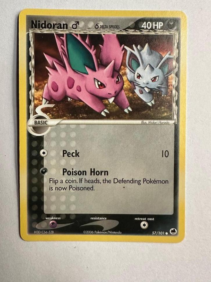 Nidoran M (Delta Species) – 57/101 – Dragon Frontiers, Hobby en Vrije tijd, Verzamelkaartspellen | Pokémon, Zo goed als nieuw