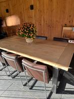 Massief eiken eettafel, Huis en Inrichting, Ophalen, Gebruikt, Eikenhout, 200 cm of meer