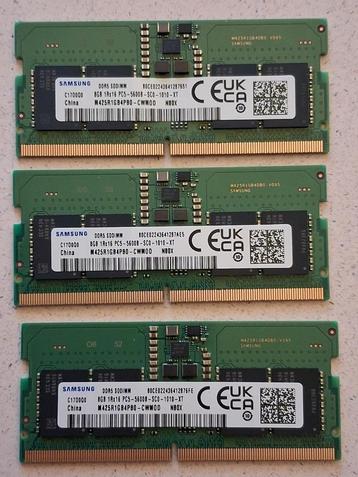 Samsung 3x 8GB DDR5 SODIMM Laptopgeheugen beschikbaar voor biedingen