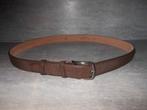 Donkerbruine leren heren riem met een donker zilveren gesp, Bruin, Verzenden, Echt leder, Nieuw