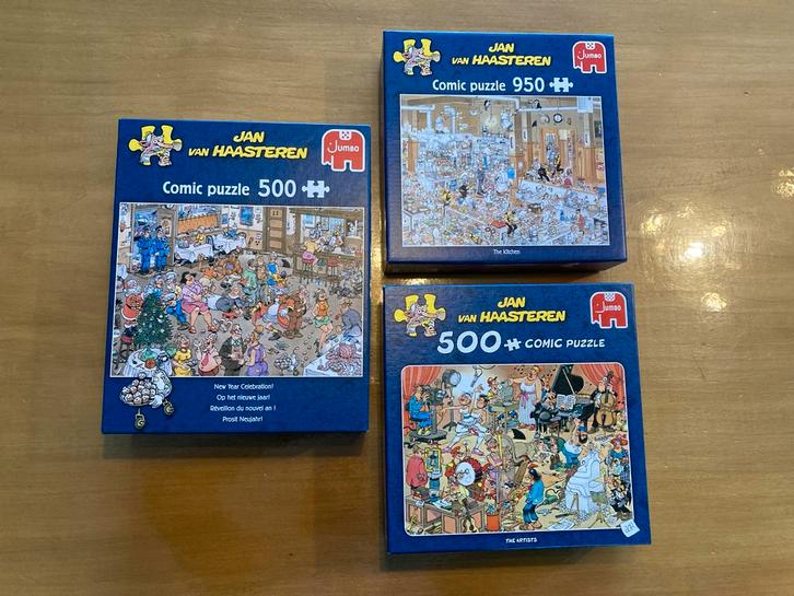 3 Jan van Haasteren Puzzels, Hobby en Vrije tijd, Denksport en Puzzels, Zo goed als nieuw, Legpuzzel, 500 t/m 1500 stukjes, Ophalen of Verzenden