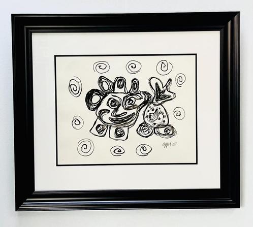 Karel Appel, originele tekening in Oost-Indische inkt, Antiek en Kunst, Kunst | Schilderijen | Modern, Ophalen