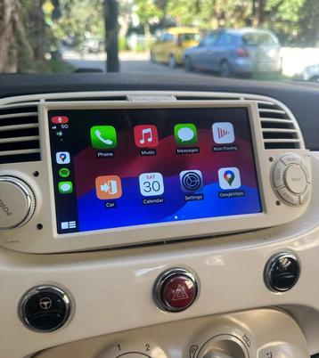 Fiat 500 radio Navi scherm Apple CarPlay Android Bluetooth