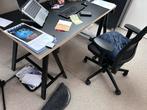 IKEA Bureau op Schragen - Hout/Mat Zwart, Ophalen, In hoogte verstelbaar, Gebruikt, Bureau