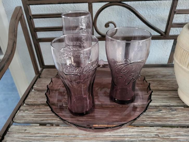 Vintage Coca-Cola Glazen en Serveerschaal, Verzamelen, Glas en Borrelglaasjes, Zo goed als nieuw, Frisdrankglas, Ophalen