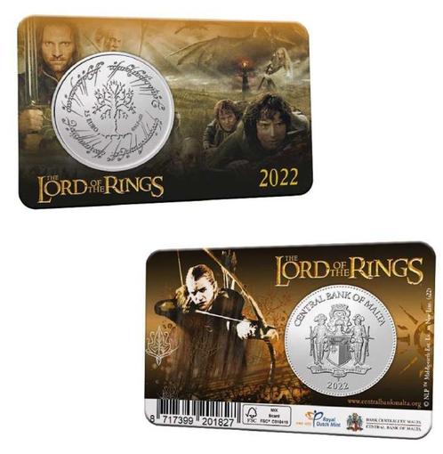 Malta 2,5 Euro 2022 Lord of the rings in Coincard, Postzegels en Munten, Munten | Europa | Euromunten, Losse munt, Malta, Zilver