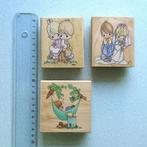 Houten rubberen stempels set Vriendjes, Hobby en Vrije tijd, Stempelen, Ophalen of Verzenden, Nieuw, Houten stempel