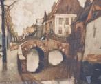 Grachtengezicht Brugge. Gesign. Julien van Santen., Antiek en Kunst, Kunst | Schilderijen | Klassiek, Ophalen of Verzenden