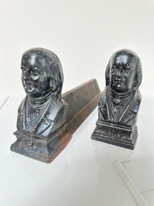Gietijzeren vuurbokken ‘George Washington’, Antiek en Kunst, Antiek | Koper en Brons, Ophalen