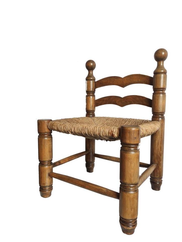 Fantastische vintage brutalist Charles Dudouyt haard stoel, Huis en Inrichting, Stoelen, Gebruikt, Eén, Hout, Riet of Rotan, Overige kleuren
