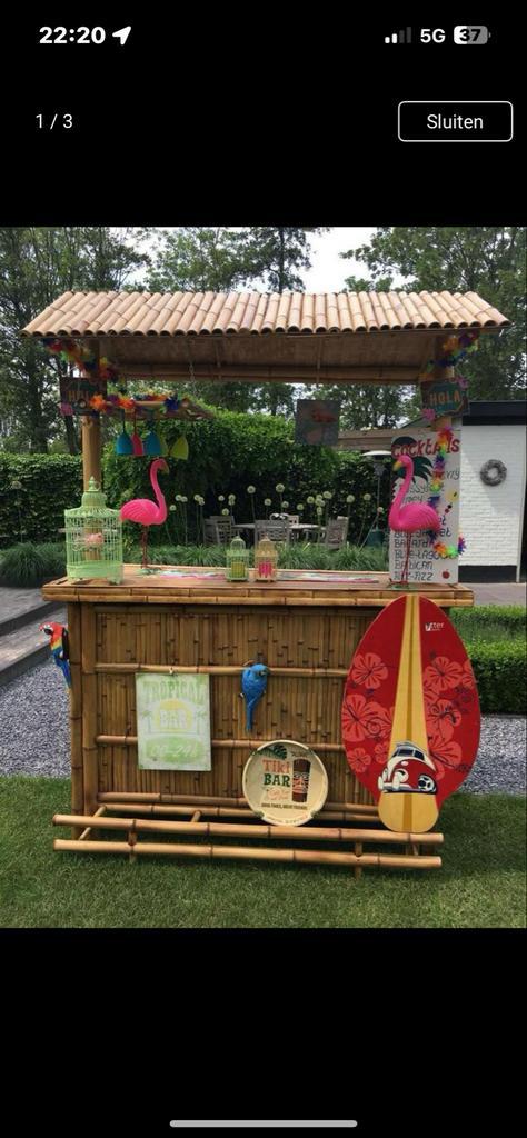 Tropische Tiki Bar te huur Hawaii bar huren - bamboebar, Hobby en Vrije tijd, Feestartikelen | Verhuur, Gebruikt, Overige, Ophalen