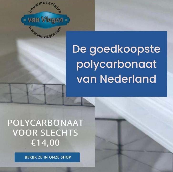 De goedkoopste polycarbonaat kanaal platen van Nederland, Doe-het-zelf en Verbouw, Platen en Panelen, Nieuw, Overige materialen