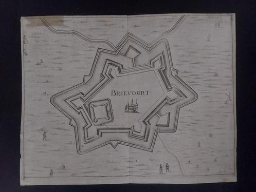 39 plattegrond Brievoort  Bredevoort Gravure uit 1659 Merian, Antiek en Kunst, Kunst | Etsen en Gravures, Ophalen of Verzenden