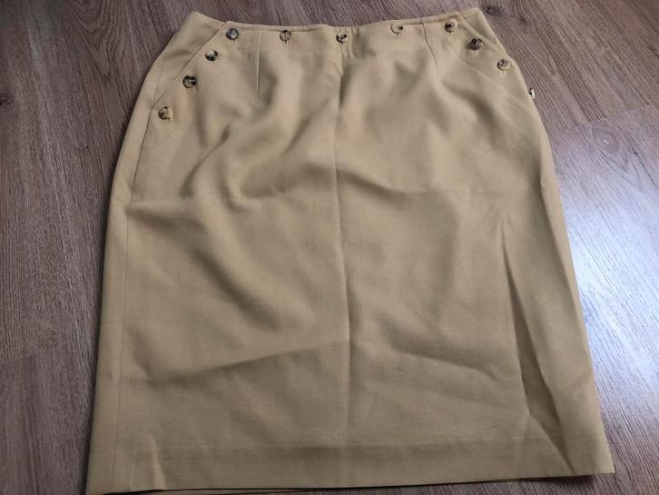 Pauw Camel lichtbruin rokje 5 wol wollen knopen, Kleding | Dames, Rokken, Zo goed als nieuw, Maat 42/44 (L), Bruin, Boven de knie