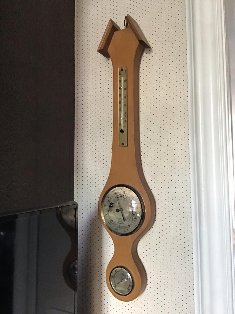 Vintage Barometer met Thermometer en Hygrometer, Ophalen of Verzenden, Gebruikt, Barometer