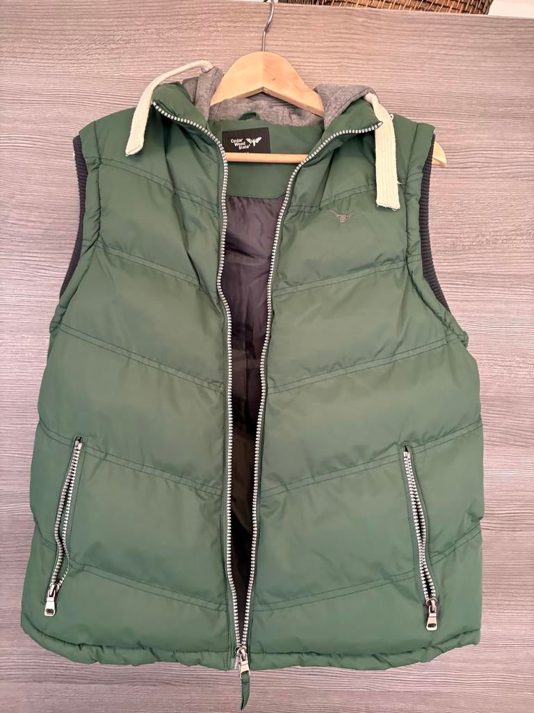 Groene bodywarmer met capuchon, maat M, Ophalen of Verzenden, Zo goed als nieuw, Maat 48/50 (M), Groen
