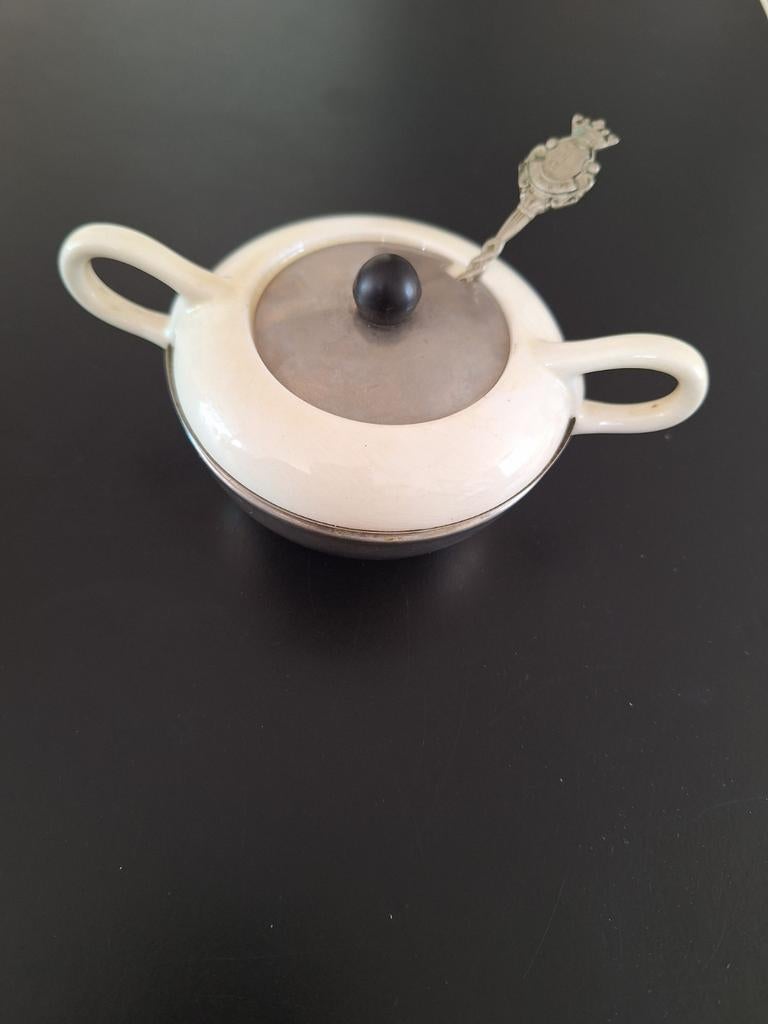 Suikerpotje "Benraad " Suiker potje met lepel, Ophalen of Verzenden, Overige materialen, Pot, Bus of Blik