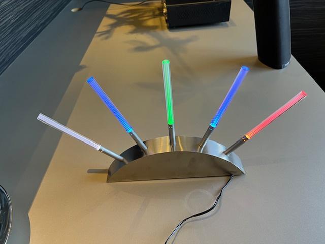 Tafellamp kleurrijk in waaiervorm Led Lenser, Ophalen of Verzenden, Zo goed als nieuw, Minder dan 50 cm