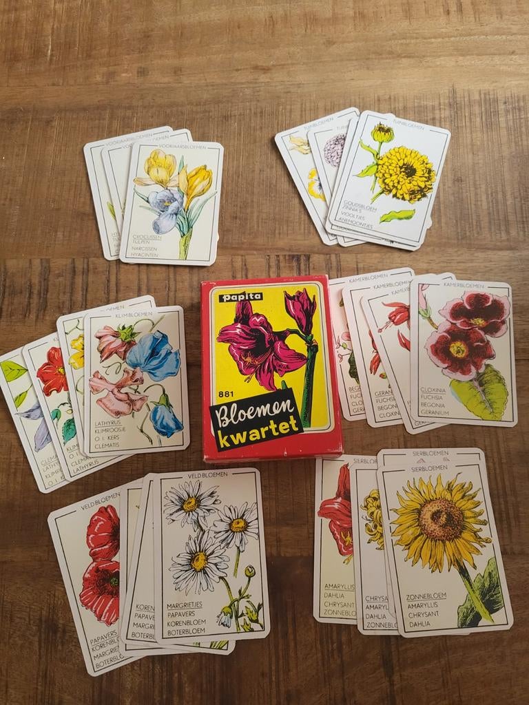 Bloemenkwartet van Papita - Compleet kwartetspel, Vijf spelers of meer, Ophalen of Verzenden, Gebruikt, Papita