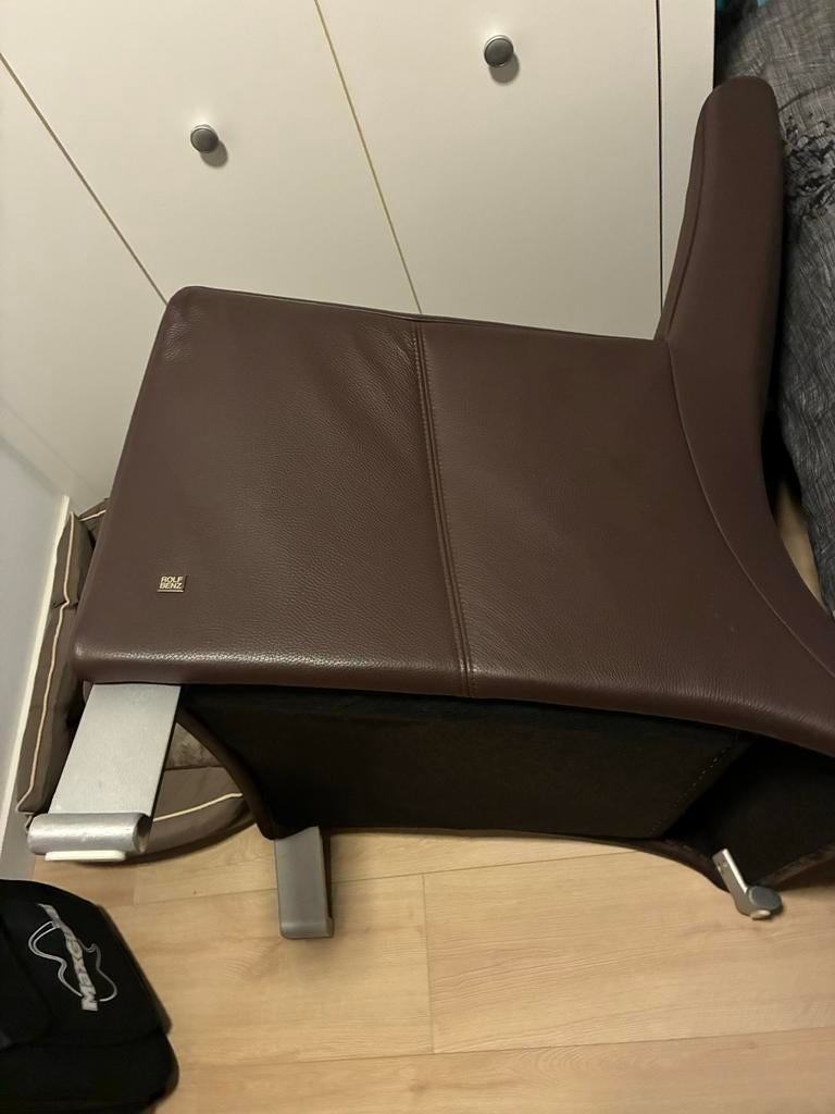 Bruine leren fauteuil rolf benz 322, Ophalen, Gebruikt, 50 tot 75 cm, Leer