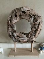 Decoratieve krans van drijfhout op standaard 41 cm hoog, Hout, Gebruikt, Ophalen of Verzenden, Landelijk