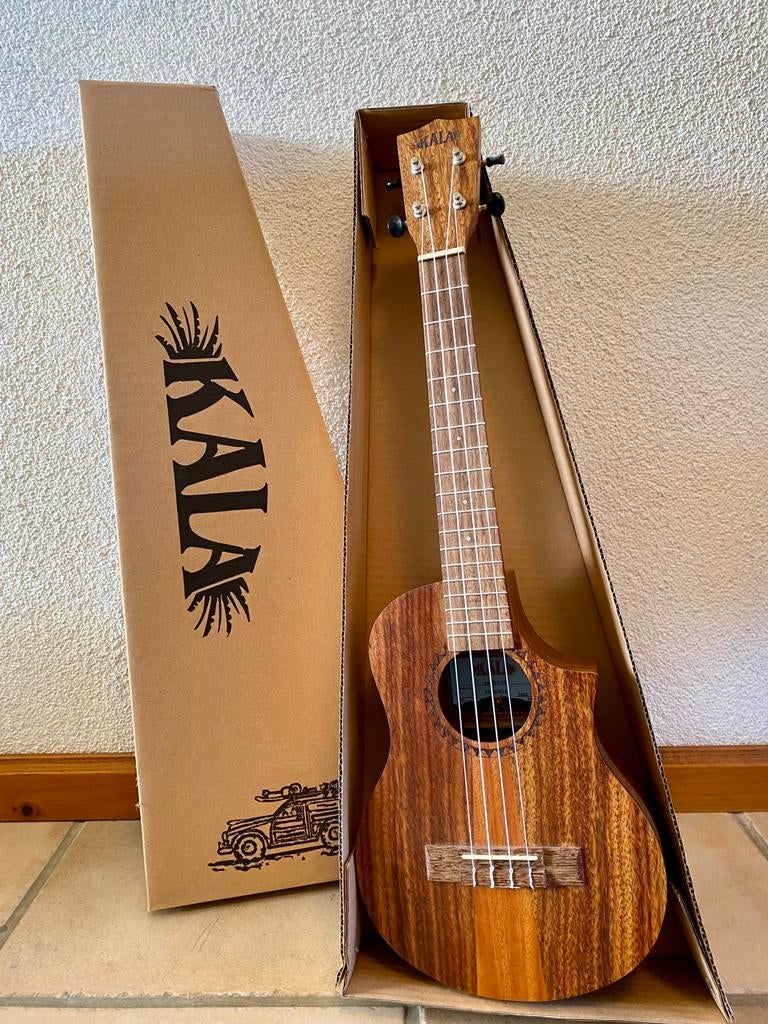 Kala Tenor Ukelele met pickup - Teak Tri-Top, Ophalen, Zo goed als nieuw, Ukelele