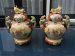 Paar grote Chinese dekselpotten op voet krijgers draken h 50, Ophalen