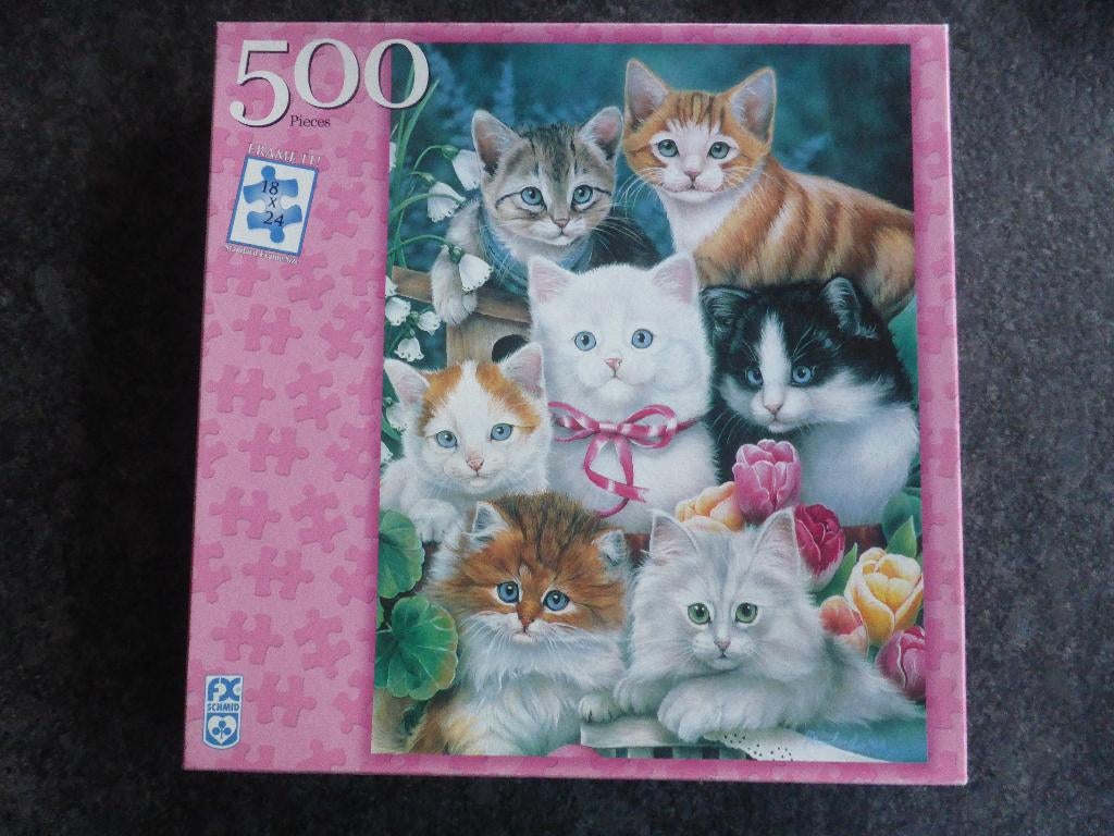 schmid puzzel kitten pals 500 stukjes, Ophalen of Verzenden, 500 t/m 1500 stukjes, Zo goed als nieuw
