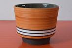 Retro vintage jaren 70 bloempot met funky streepdecor, Ophalen of Verzenden