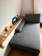 Grijze chaise longue met opbergruimte en gasveer, Ophalen, Gebruikt, Eenpersoons, 75 tot 100 cm