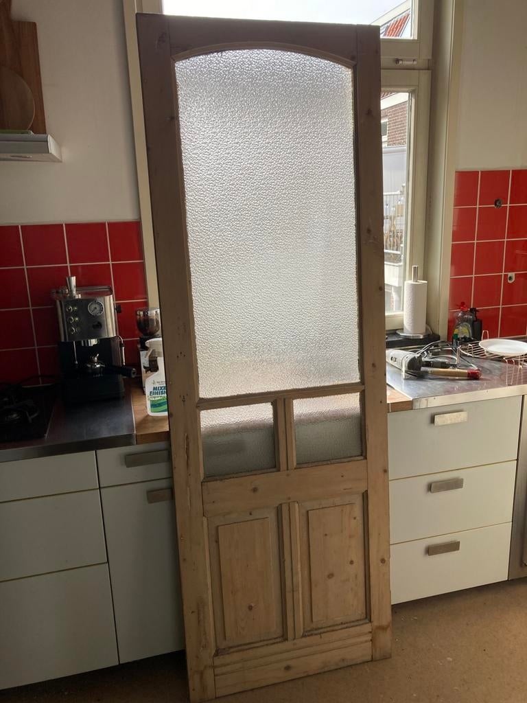 Binnendeur klassiek hout glas tochtdeur Paneeldeur 1898, Ophalen, Binnendeur, 200 tot 215 cm, Glas