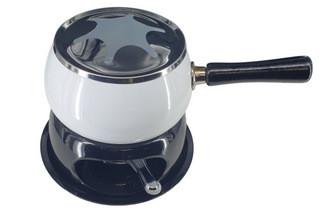 13909 Vintage zwart witte fonduepan fonduestel fondueset, Witgoed en Apparatuur, Fonduesets, Ophalen of Verzenden, Zo goed als nieuw