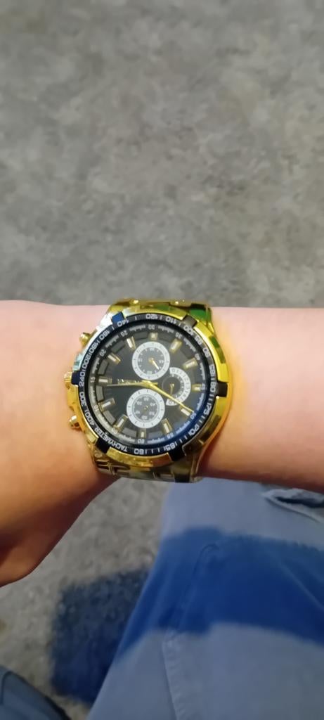 Goudkleurig herenhorloge, Sieraden, Tassen en Uiterlijk, Horloges | Heren, Ophalen