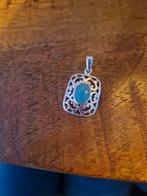 925 zilveren hanger, rechthoek met turquoise, Sieraden, Tassen en Uiterlijk, Antieke sieraden, Ophalen of Verzenden, Zilver, Hanger