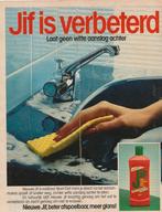 Retro reclame 1984 Jif schuurmiddel voelbaar fijner, Verzamelen, Verzenden, Overige typen