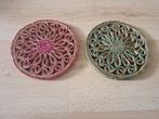 2 onderzetters vintage retro roze groen raffia pannen pan, Huis en Inrichting, Woonaccessoires | Onderzetters, Ophalen of Verzenden