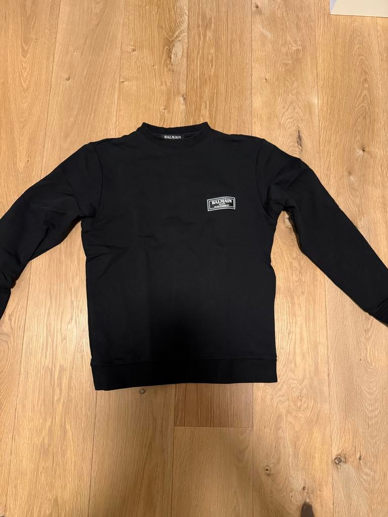 Balmain Paris Sweater Zwart met Blauw Logo, Ophalen of Verzenden, Zo goed als nieuw, Maat 48/50 (M), Zwart