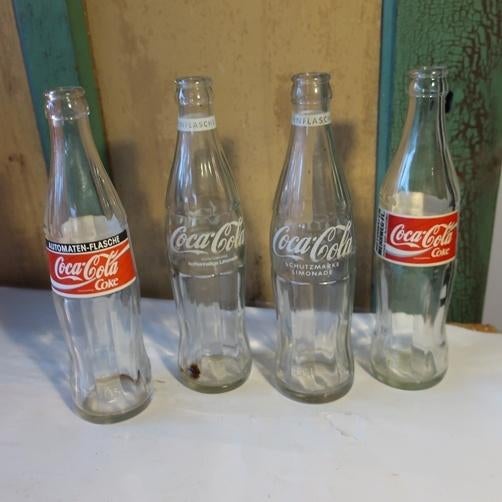 Fles Coca Cola glas 0,33 liter Automatenflasche SET 4 STUKS, Verzamelen, Ophalen of Verzenden, Gebruikt, Verpakking