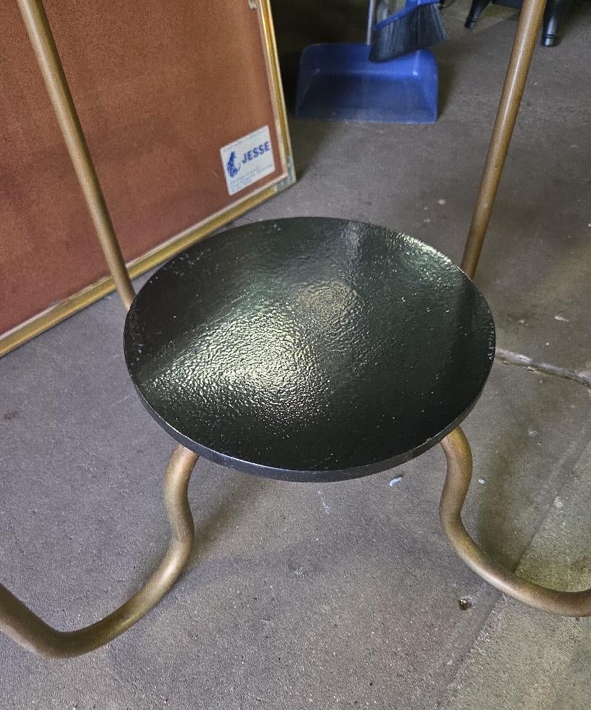 Vintage bijzettafel rooktafel spiegeltafel, Minder dan 55 cm, Metaal of Aluminium, Rond, X