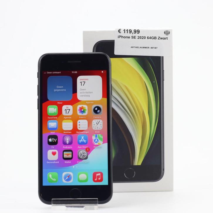iPhone SE 2020 64GB Zwart, Telecommunicatie, Mobiele telefoons | Apple iPhone, Zo goed als nieuw