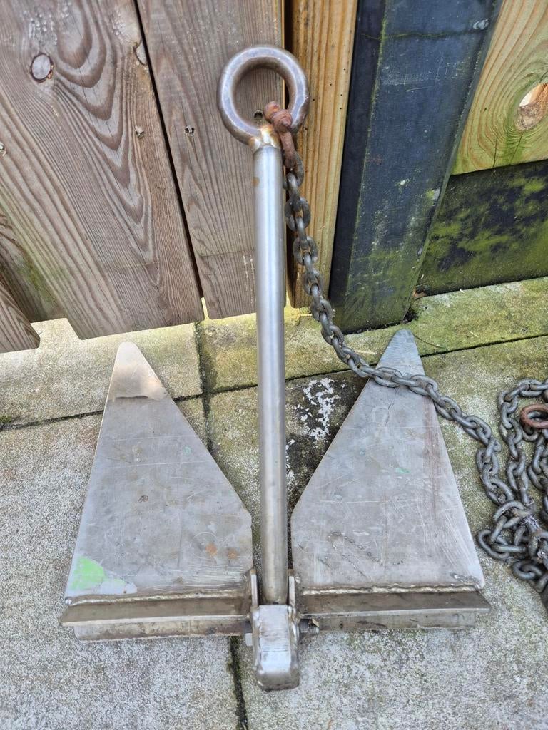 RVS anker met ketting, Watersport en Boten, Bootonderdelen, Ophalen of Verzenden, Ankeren en Afmeren, Zeilboot of Motorboot