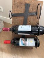 Vintage Wijnstandaard voor 3 Flessen - Hout & Metaal, Gebruikt, Ophalen of Verzenden, Minder dan 5 flessen, Minder dan 50 cm
