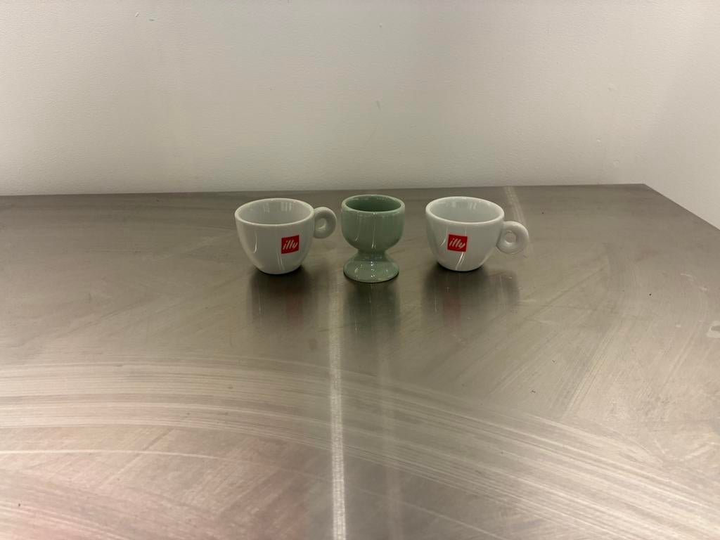 Illy Espresso Cups Set + Ceramic Egg Cup – Breakfast Set, Ophalen of Verzenden, Zo goed als nieuw, Poppenhuis