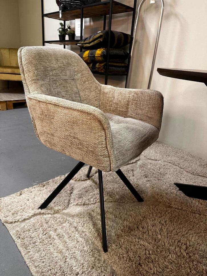 4x eetkamerstoel Luc - beige stoelen - draaibare stoel beige, Huis en Inrichting, Stoelen, Gebruikt, Vier, Stof, Ophalen