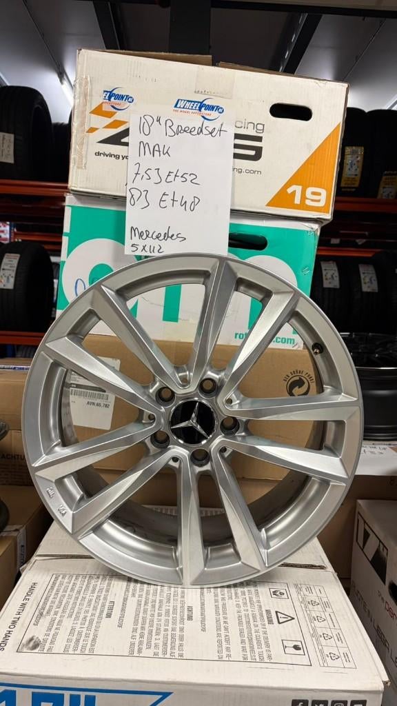 18'' Mak Velgen Mercedes Breedset Zilver 5x112, 18 inch, Gebruikt, Velg(en), Ophalen of Verzenden