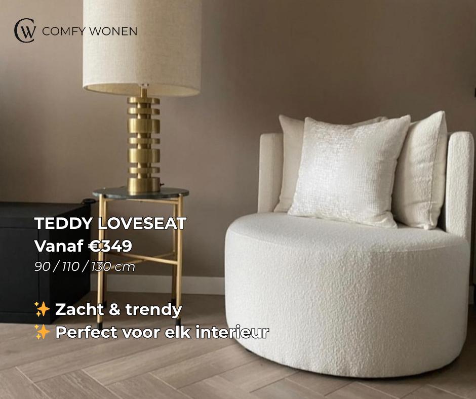 Teddy Loveseat Kopen | 90-130 cm | Op Maat | Comfy Wonen, Huis en Inrichting, Fauteuils, Nieuw, Stof, Overige materialen, 100 tot 125 cm