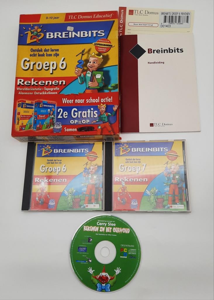 Breinbits Rekenen Groep 6 + 7 2x PC cd rom Big Box, Spelcomputers en Games, Games | Pc, Puzzel en Educatief, Gebruikt, 1 speler