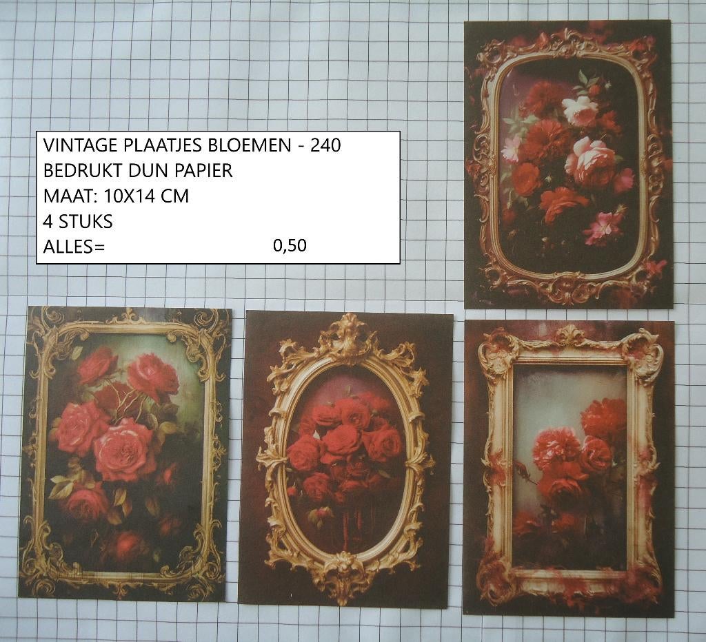 ⚠️nu 0,20: vintage plaatjes bloemen 240 ( alleen verzenden, Ophalen, Nieuw, Meerdere plaatjes