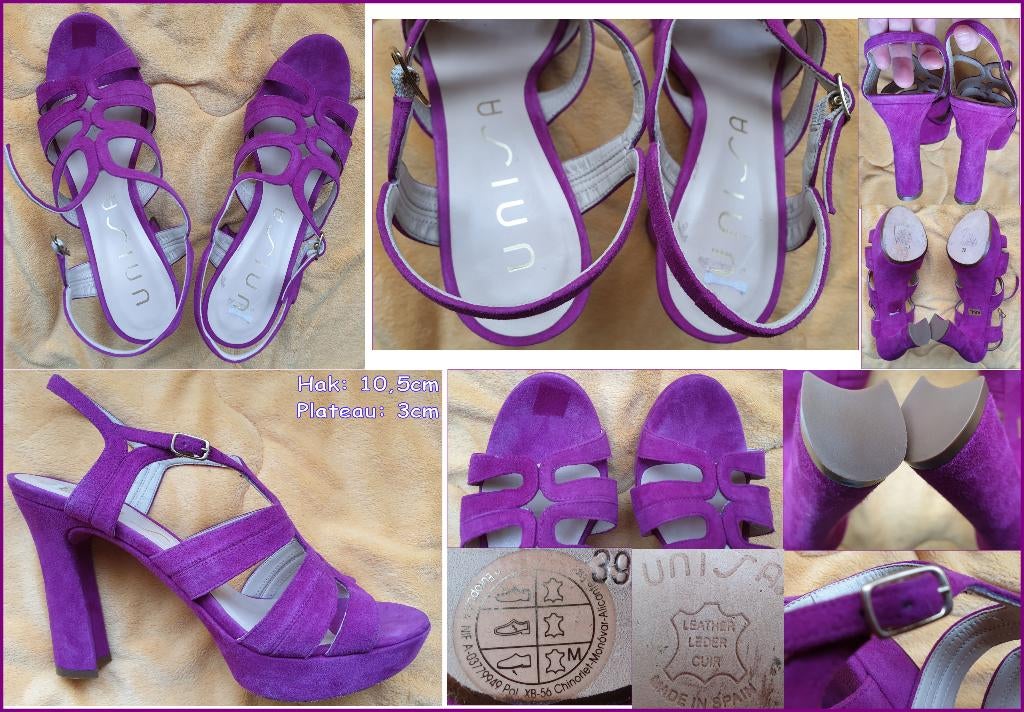 UNISA fel paarse leren (nubuck) sandalen/hakken mt 39 nieuw, Nieuw, Ophalen of Verzenden, Schoenen met hoge hakken, Roze