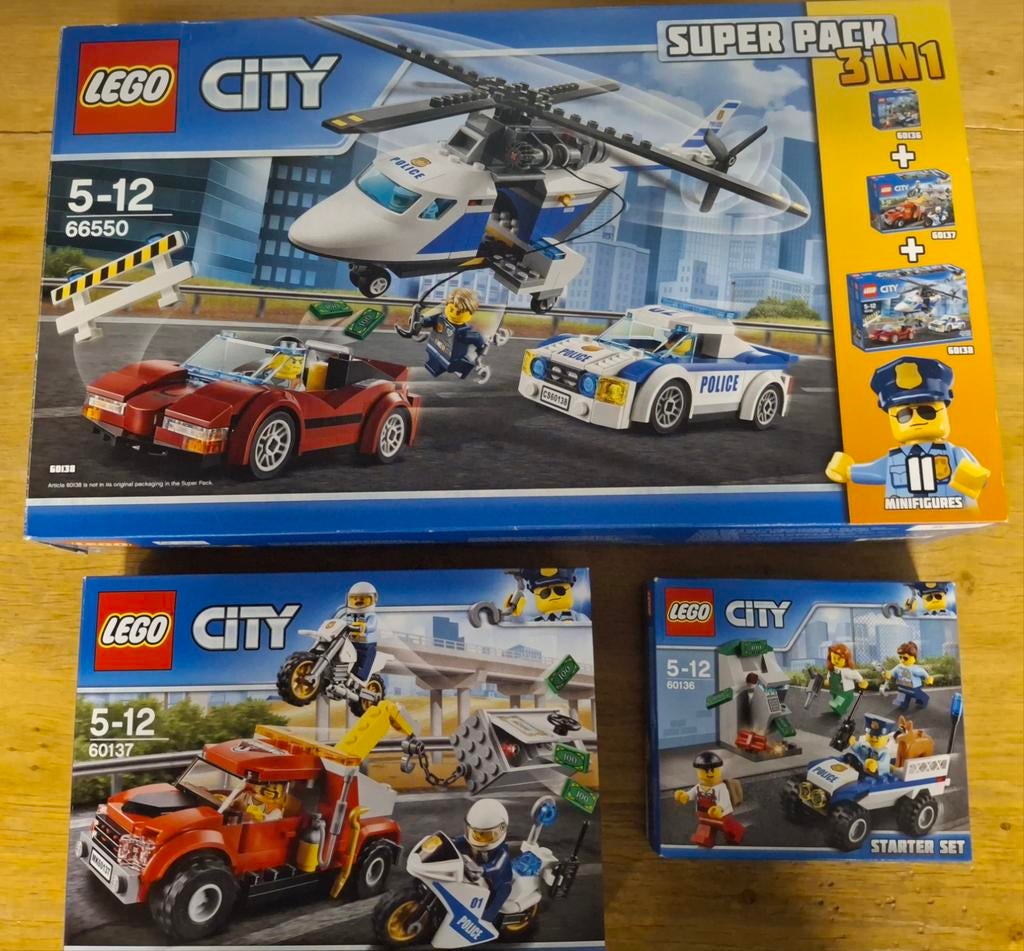 3 verschillende lego city sets 66500 60137 60136, Ophalen of Verzenden, Zo goed als nieuw, Complete set, Lego